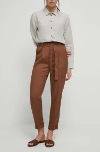 Nohavice Medicine dámske, hnedá farba, rovné, stredne vysoký pás #8677422