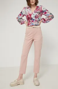 Nohavice Medicine dámske, ružová farba, rovné, vysoký pás #197930