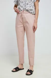 Nohavice Medicine dámske, ružová farba, strih chinos, stredne vysoký pás #8451294