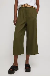 Nohavice Medicine dámske, zelená farba, široké, vysoký pás #8645080