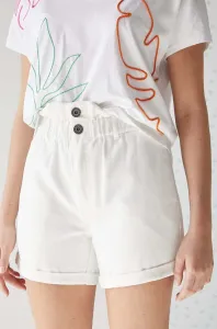 Rifľové krátke nohavice Medicine dámske, biela farba, jednofarebné, vysoký pás #8656814