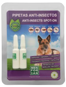 Menforsan Antiparazitné pipety pre psov (100% Natural Repellent Anti-parasite Spot on for Dogs) 2 x 1,5 ml