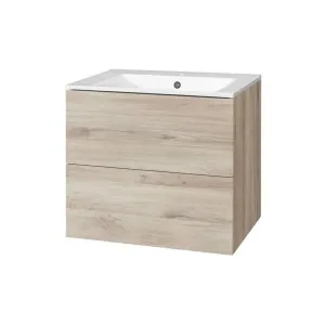 MEREO - Aira, kúpeľňová skrinka s keramickým umývadlom 61 cm, dub Kronberg CN720