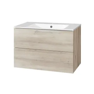 MEREO - Aira, kúpeľňová skrinka s keramickým umývadlom 81 cm, dub Kronberg CN721