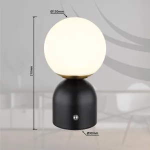 Nabíjateľná stolná lampa Julsy LED, čierna, výška 21 cm, kov, CCT