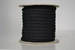 Pletená bavlnená šnúra čierna 1 cm premium
