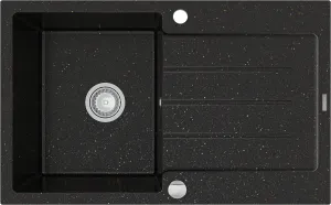 MEXEN MEXEN - Bruno granitový drez 1 s odkvapkávačom 795x495 mm, čierna / zlatá metal 6513791010-75