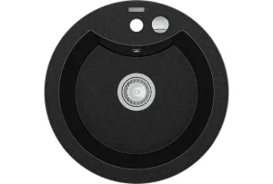 MEXEN MEXEN - Diego granitový drez 1-miska 488x480 mm, čierna / strieborná metalíza 6512481000-73