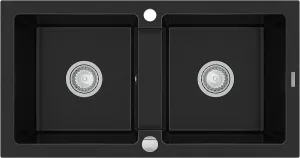 MEXEN MEXEN - Mario granitový drez 2-bowl 820x436 mm, čierna 6504822000-77