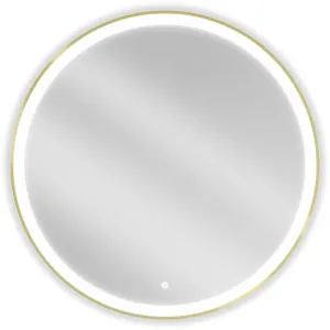 MEXEN - Esso zrkadlo s osvetlením 90 cm, LED 6000K zlatý rám 9825-090-090-611-50