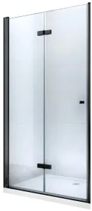 MEXEN - LIMA skladacie dvere 100x190 cm 6mm, čierne, transparent so stenovým profilom 856-100-000-70-00