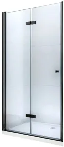 MEXEN - LIMA skladacie dvere 80x190 cm 6mm, čierne, transparent so stenovým profilom 856-080-000-70-00 #4834099