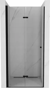 MEXEN - LIMA skladacie dvere 90x190 cm 6mm, čierne, transparent so stenovým profilom 856-090-000-70-00 #1594540