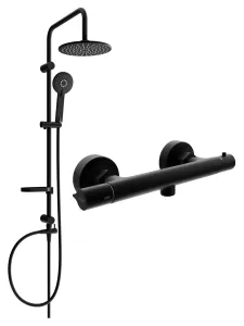 MEXEN/S - Carl sprchový stĺp vrátane sprchovej termostatickej batérie Slim, čierna 77105240-70