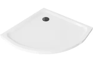 MEXEN/S - Flat sprchová vanička štvrťkruhová slim 70 x 70, biela + čierny sifón 41107070B