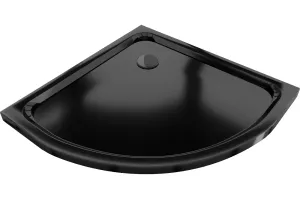 MEXEN/S - Flat sprchová vanička štvrťkruhová slim 70 x 70, černá + čierny sifón 41707070B