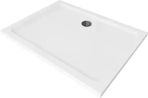 MEXEN/S - Flat sprchová vanička obdĺžniková slim 90 x 80, biela + čierny sifón 40108090B