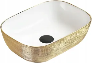 Keramické umývadlo na dosku MEXEN RITA Stacy 45x32 cm biele/zlaté