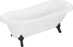 MEXEN/S - Retro voľne stojaca vaňa 170x75 cm biela, nohy čierna , sifón chrom 53251707500-70