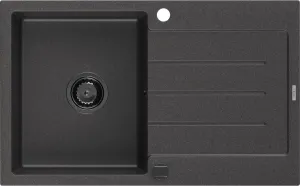 MEXEN/S MEXEN/S - Bruno granitový drez 1 s odkvapkávačom 795 x 495 mm, čierna kropenatá, + sifón grafit 6513791010-76-B