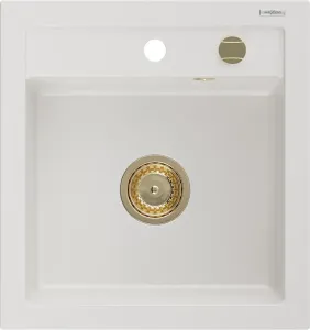 MEXEN/S MEXEN/S - Vito Vito granitový drez 1-miska 520x490 mm, biela, + zlatý sifón 6503521000-20-G
