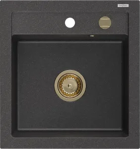 MEXEN/S MEXEN/S - Vito Vito granitový drez 1-miska 520x490 mm, čierna kropenatá, + zlatý sifón 6503521000-76-G