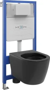 MEXEN/S - WC predstenová inštalačná sada Fenix Slim s misou WC Carmen, čierna mat 6103388XX85