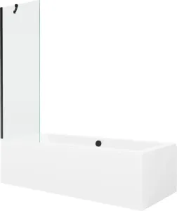 MEXEN/S - Cube obdĺžniková vaňa 170 x 80 cm s panelom + vaňová zástena 60 cm, transparent, čierna 550517080X9506000070