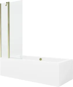 MEXEN/S - Cube obdĺžniková vaňa 170 x 80 cm s panelom + vaňová zástena 80 cm, transparent, zlatá 550517080X9408115000