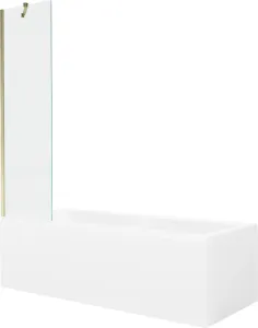 MEXEN/S - Cubik obdĺžniková vaňa 160 x 70 cm s panelom + vaňová zástena 50 cm, transparent, zlatá 550316070X9505000050