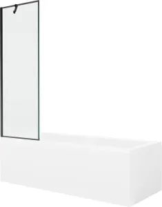 MEXEN/S - Cubik obdĺžniková vaňa 160 x 70 cm s panelom + vaňová zástena 60 cm, čierna vzor 550316070X9506007070