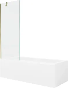 MEXEN/S - Cubik obdĺžniková vaňa 160 x 70 cm s panelom + vaňová zástena 70 cm, transparent, zlatá 550316070X9507000050