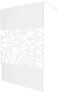 MEXEN/S - KIOTO samostatne stojaca sprchová zástena 100 x 200, transparent/biely vzor 8 mm, biela 800-100-002-20-85