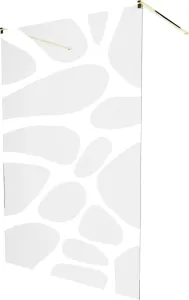 MEXEN/S - KIOTO samostatne stojaca sprchová zástena 120 x 200, transparent/biela vzor 8 mm, zlatá 800-120-002-50-97