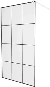 MEXEN/S - KIOTO Sprchová zástena WALK-IN 100 x 200, transparent/čierny vzor 8 mm, biela 800-100-101-20-77