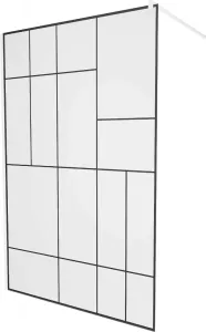 MEXEN/S - KIOTO Sprchová zástena WALK-IN 110 x 200, transparent/čierny vzor 8 mm, biela 800-110-101-20-78