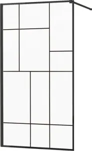 MEXEN/S - KIOTO Sprchová zástena WALK-IN 110x200 cm 8 mm, čierna, čierny vzor 2 800-110-101-70-78