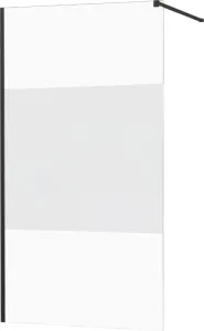 MEXEN/S - KIOTO Sprchová zástena WALK-IN 110x200 cm 8 mm, čierna, Transparent/matné sklo 800-110-101-70-35