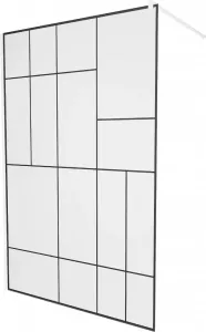 MEXEN/S - KIOTO Sprchová zástena WALK-IN 120 x 200, transparent/čierny vzor 8 mm, biela 800-120-101-20-78