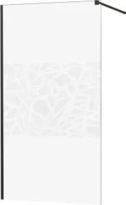 MEXEN/S - KIOTO Sprchová zástena WALK-IN 120x200 cm 8 mm, čierna, biely vzor 800-120-101-70-85
