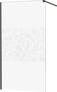 MEXEN/S - KIOTO Sprchová zástena WALK-IN 140x200 cm 8 mm, čierna, biely vzor 800-140-101-70-85