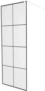 MEXEN/S - KIOTO Sprchová zástena WALK-IN 80 x 200, transparent/čierny vzor 8 mm, biela 800-080-101-20-77