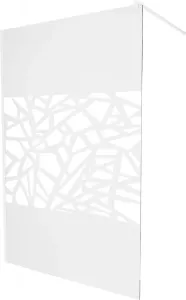 MEXEN/S - KIOTO Sprchová zástena WALK-IN 90 x 200, transparent/biely vzor 8 mm, biela 800-090-101-20-85