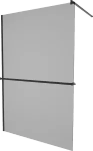 MEXEN/S - KIOTO Sprchová zástena WALK-IN s poličkou a držiakom uterákov 120 x 200, grafit 8 mm, čierna 800-120-121-70-40