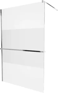 MEXEN/S - KIOTO Sprchová zástena WALK-IN s poličkou a držiakom uterákov 120 x 200, transparent/matné sklo 8 mm, chróm 800-120-121-01-35