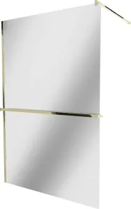 MEXEN/S - KIOTO Sprchová zástena WALK-IN s poličkou a držiakom uterákov 70 x 200, zrkadlové 8 mm, zlatá 800-070-121-50-50