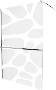 MEXEN/S - KIOTO Sprchová zástena WALK-IN s poličkou a držiakom uterákov 90 x 200, biely dekor 8 mm, chróm 800-090-121-01-97