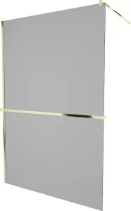 MEXEN/S - KIOTO Sprchová zástena WALK-IN s poličkou a držiakom uterákov 90 x 200, grafit 8 mm, zlatá 800-090-121-50-40