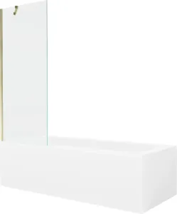 MEXEN/S - Vega obdĺžniková vaňa 170 x 70 cm s panelom + vaňová zástena 70 cm, transparent, zlatá 550117070X9507000050