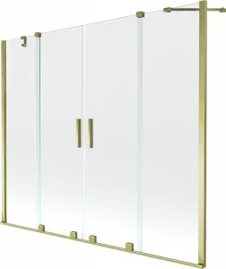 MEXEN/S - Velar Duo Dvojkrídlová posuvná vaňová zástena 180 x 150 cm, transparent, zlatá 896-180-000-02-50